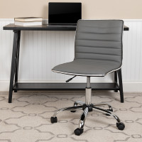 Flash Furniture DS-512B-LTGY-GG Low Back Designer Armless Light Gray Ribbed Swivel Task Office Chair